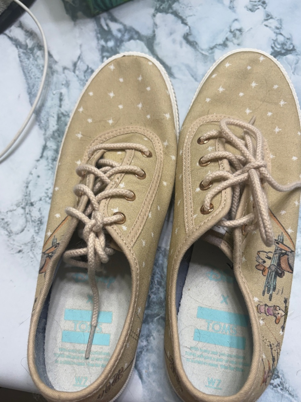 Toms Beige Canvas Sneakers (Cinderella Edition)